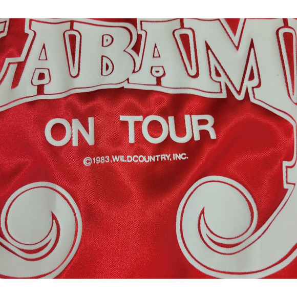 Vintage 1983 Tee Jays Satin Bomber Alabama On Tour Jacket Large Red Band Concert - Picture 3 of 12